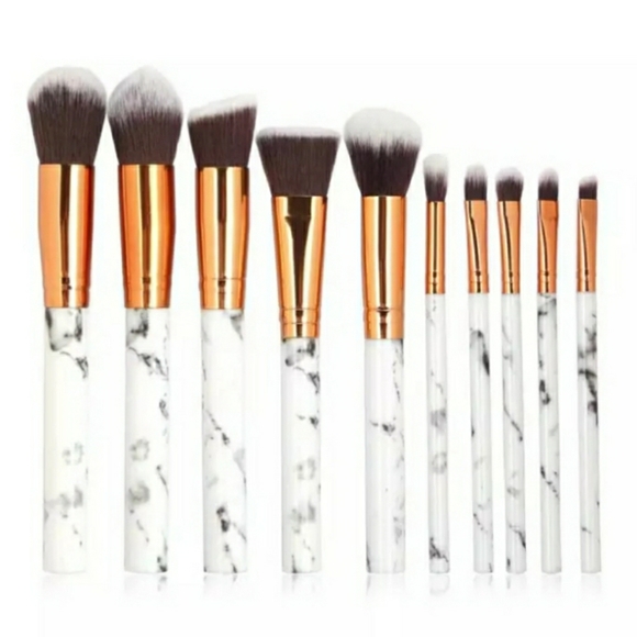 Other - Black Marble 10-Piece Makeup Brush Set